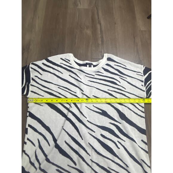 Tribal Women’s Size Large Sweater Zebra Stripe Black White 100% Cotton Knit - Picture 3 of 6